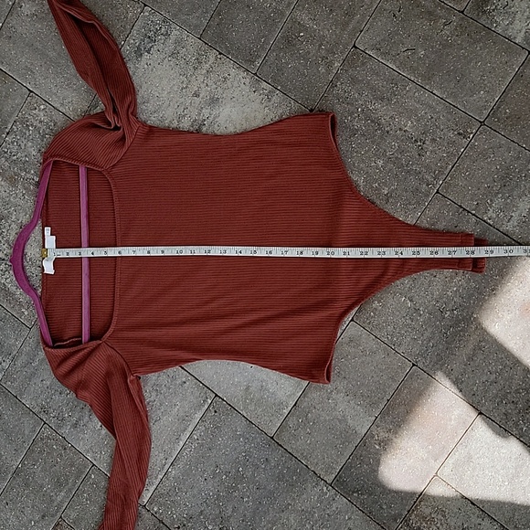 ASTR The Label Square Neck Ribbed Bodysuit Sz L Color Terra Cotta - Picture 10 of 10